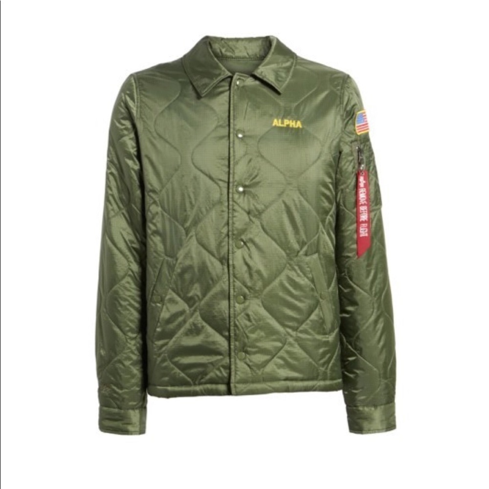 Alpha Industries Green Embroidered Bomber Jacket
